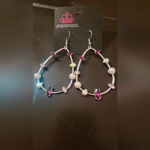 Paparazzi Silver Earrings with Multicolor Accents